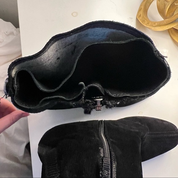 Prada Suede Wedge Booties Size 36 Black - Picture 4 of 5